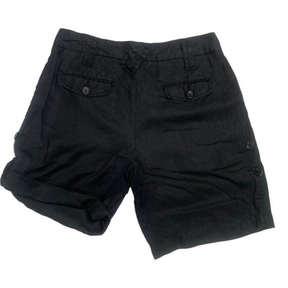 GARNET Hill Black Pleated‎ Linen Shorts - Picture 2 of 8